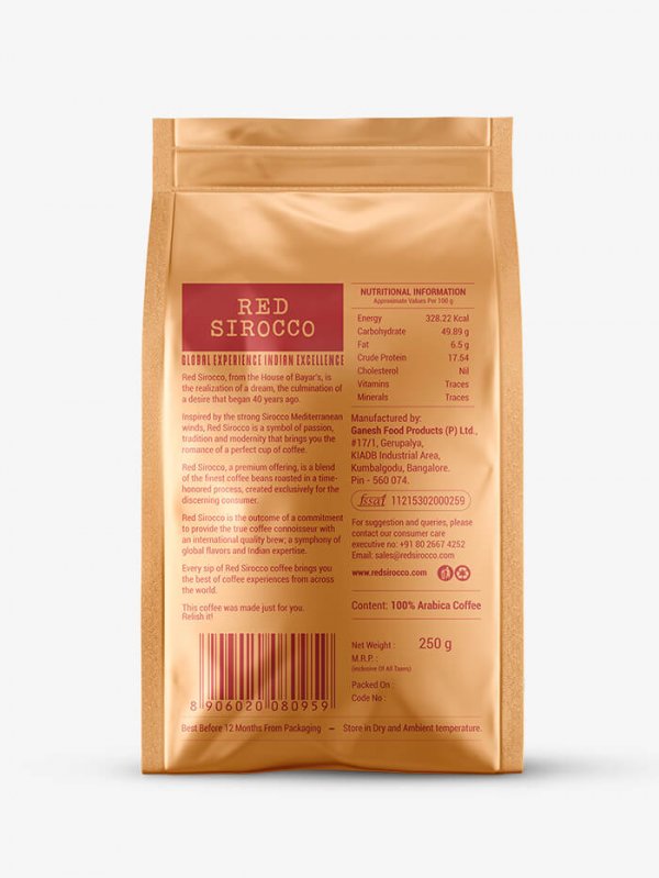 Red Sirocco Costa Rican Crush Coffee back